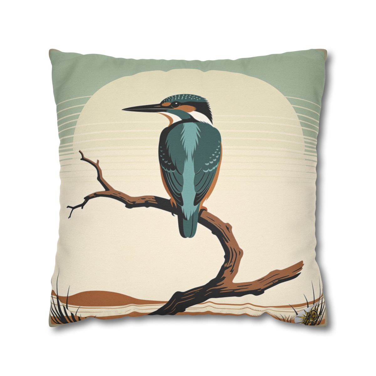 HD Stillwater Kingfisher Square Polyester Pillow Cover — additional view
