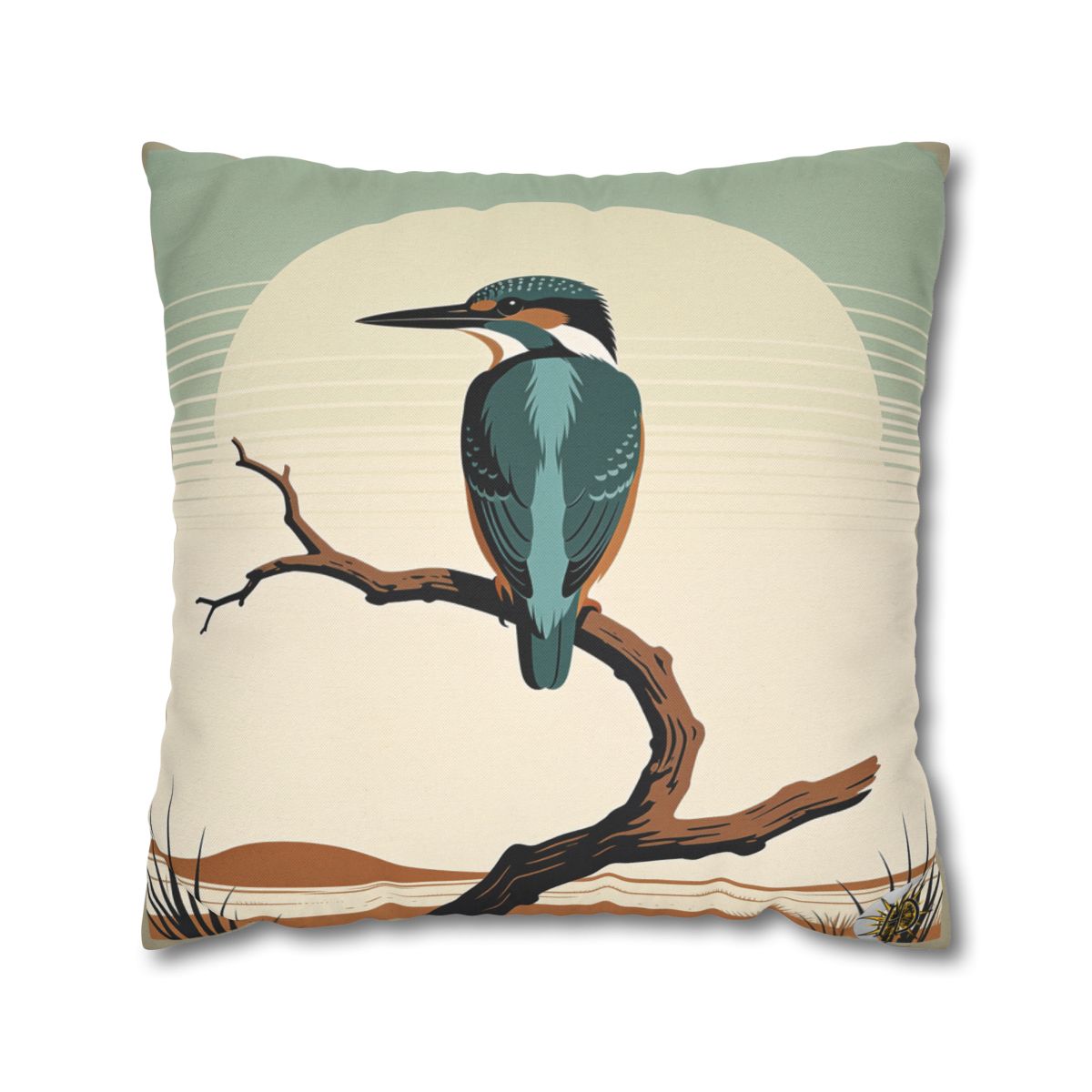 HD Stillwater Kingfisher Square Polyester Pillow Cover — additional view