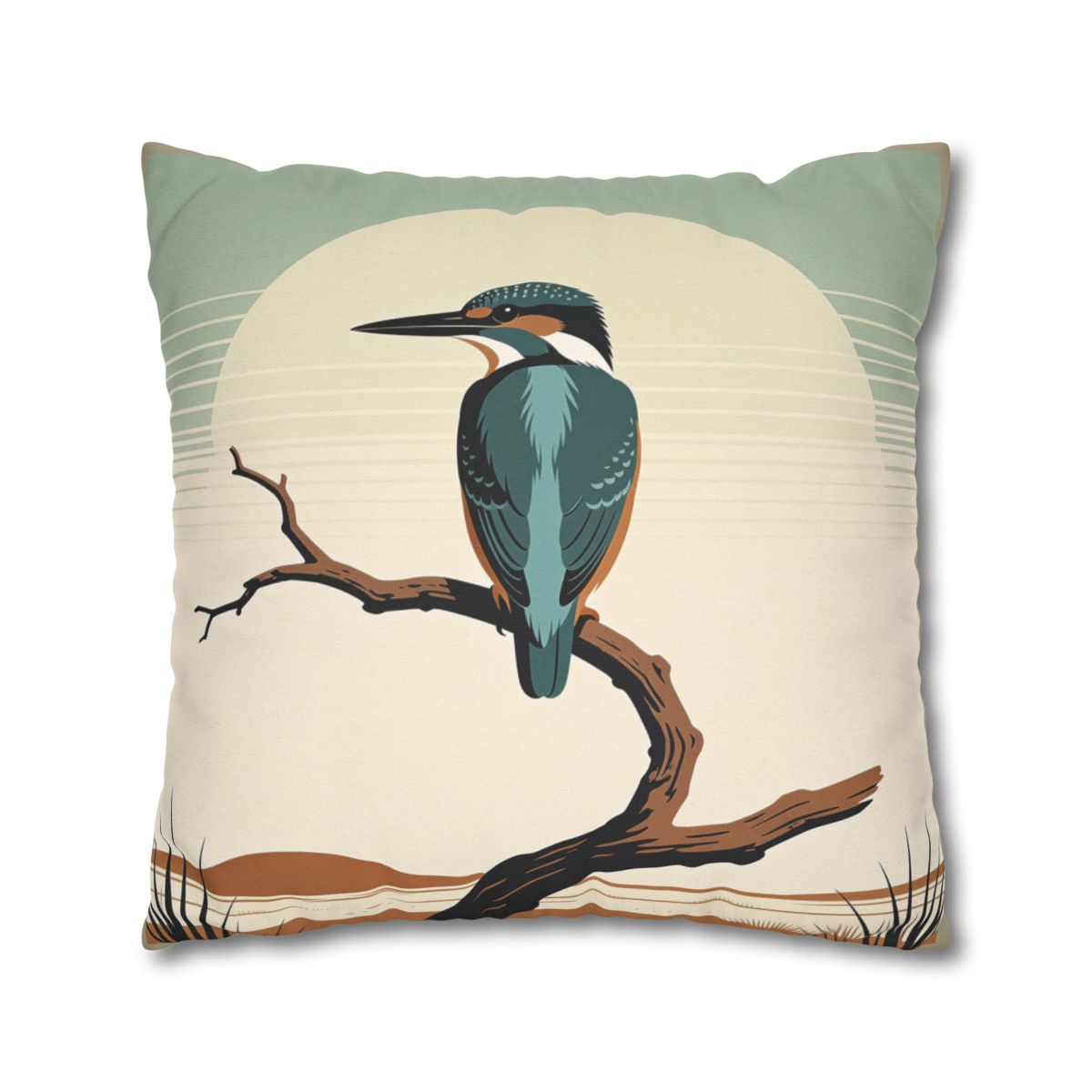 HD Stillwater Kingfisher Square Polyester Pillow Cover — additional view