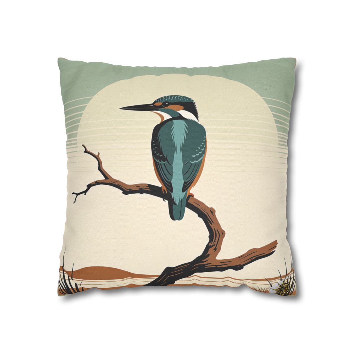 HD Stillwater Kingfisher Square Polyester Pillow Cover — additional view