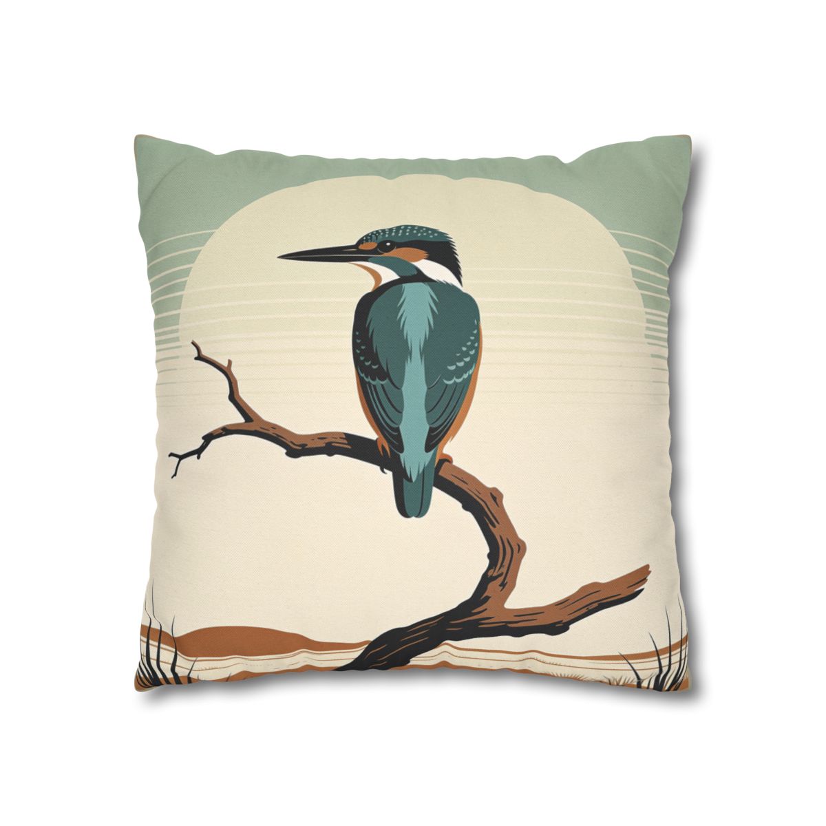 HD Stillwater Kingfisher Square Polyester Pillow Cover — additional view