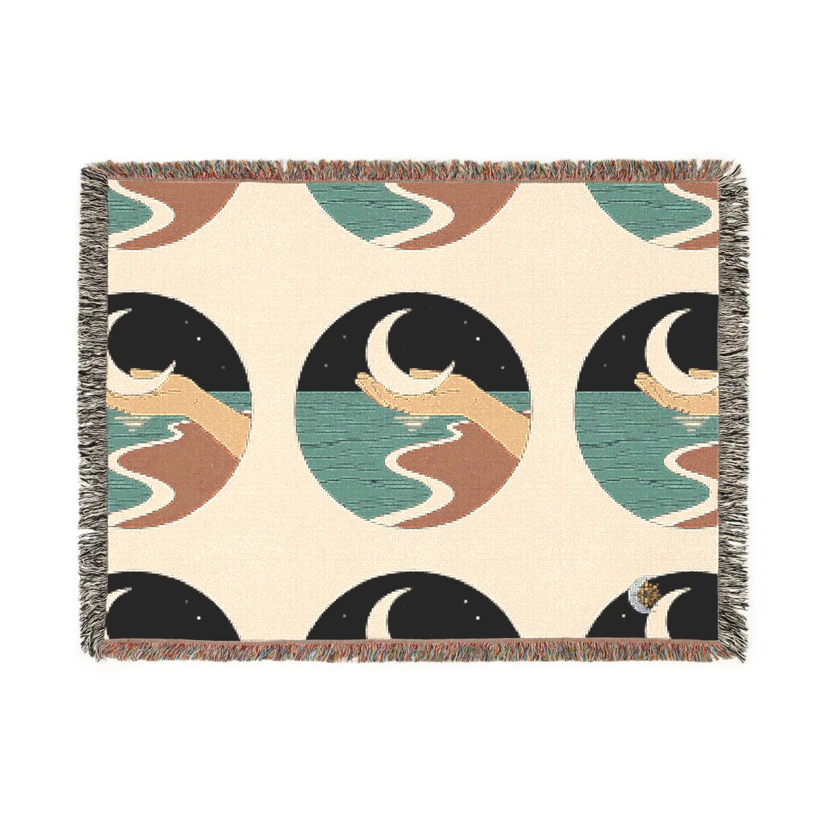 HD Moon in Hand 100% Cotton Woven Blanket — additional view