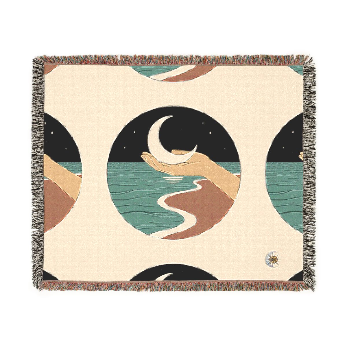 HD Moon in Hand 100% Cotton Woven Blanket — additional view