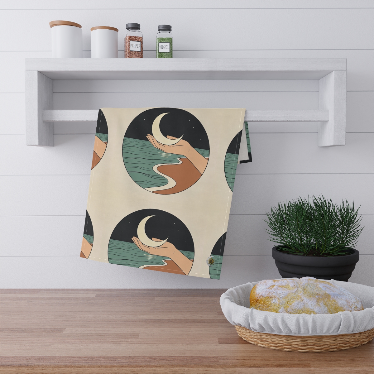 HD Moon in Hand 100% Cotton Twill Tea Towel