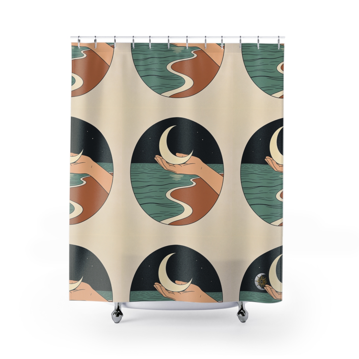 HD Moon in Hand Shower Curtain