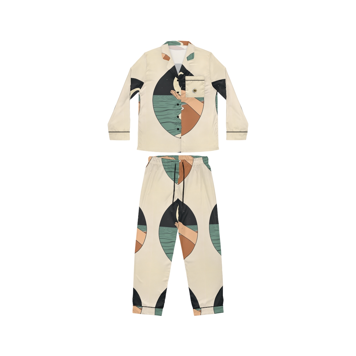 HD Moon in Hand Women’s Satin Pajama Set