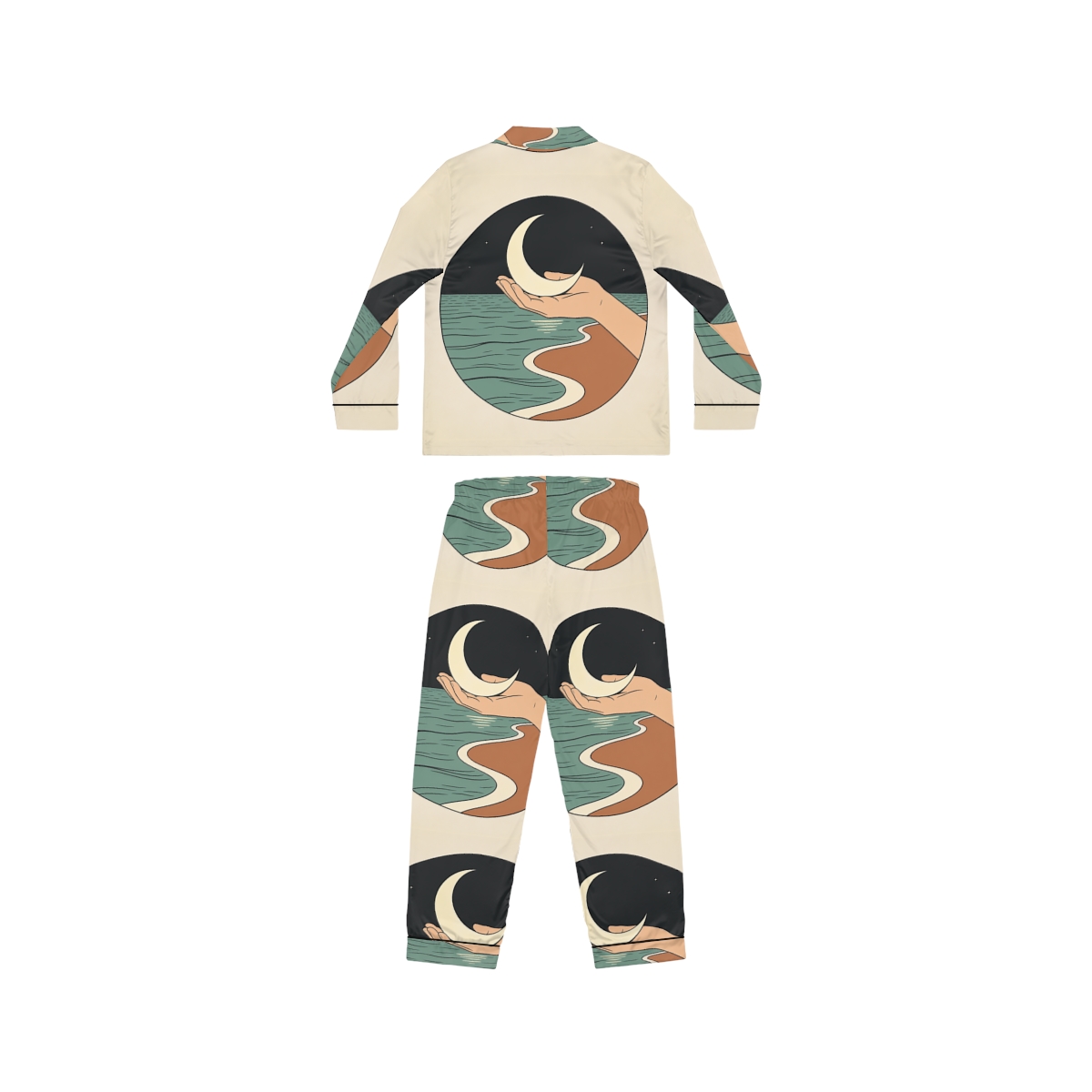 HD Moon in Hand Women’s Satin Pajama Set — additional view