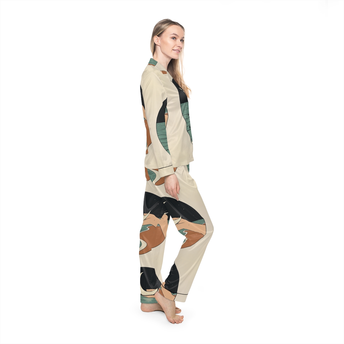 HD Moon in Hand Women’s Satin Pajama Set — additional view