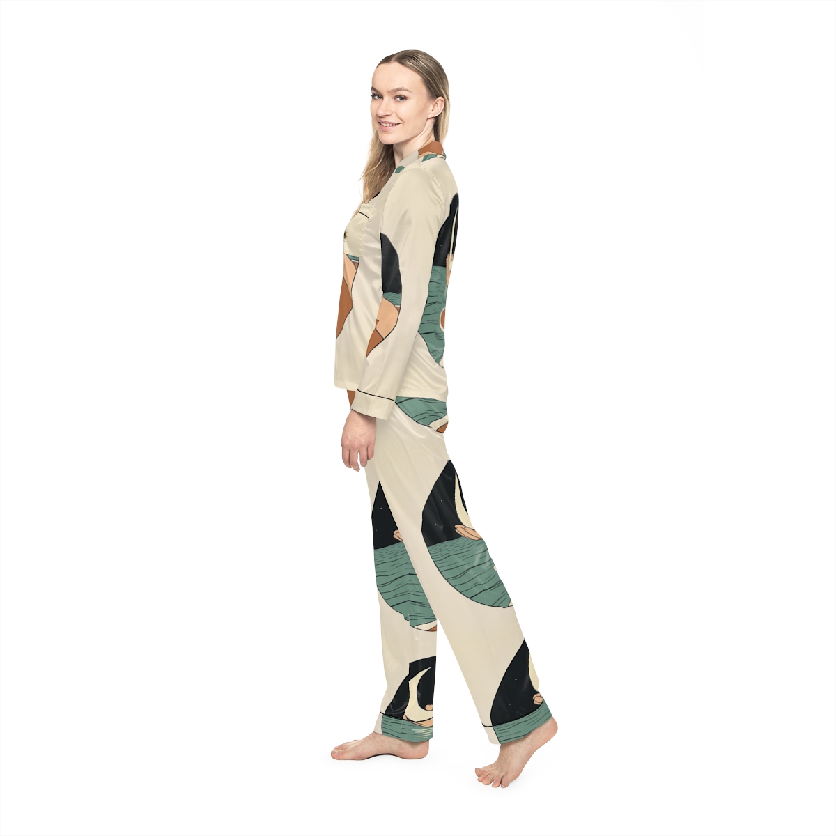HD Moon in Hand Women’s Satin Pajama Set — additional view