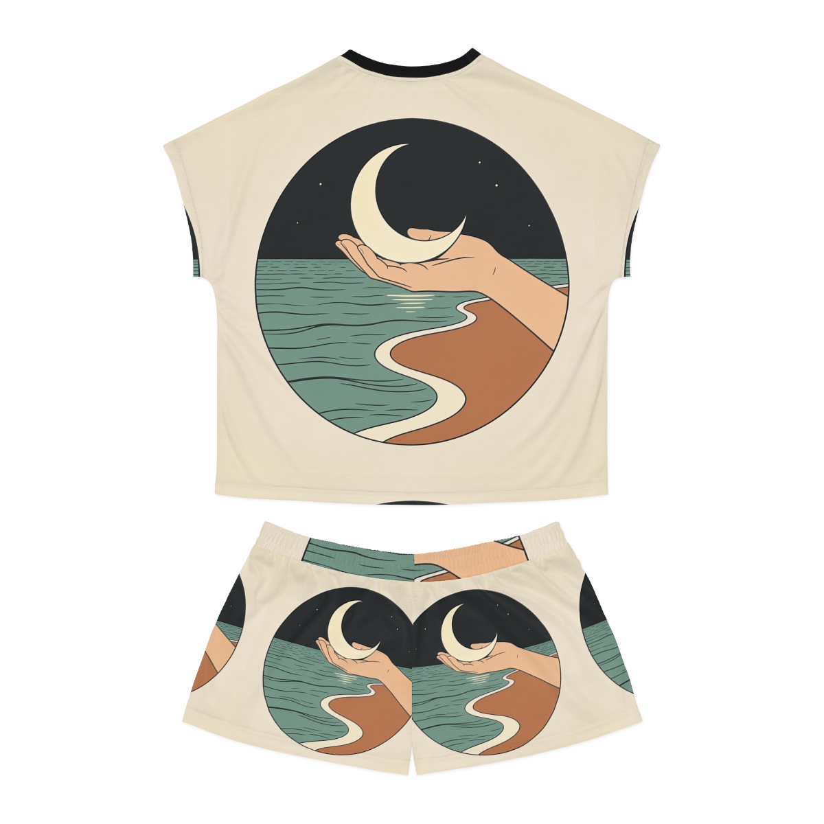 HD Moon in Hand Women’s Short Pajama Set — additional view