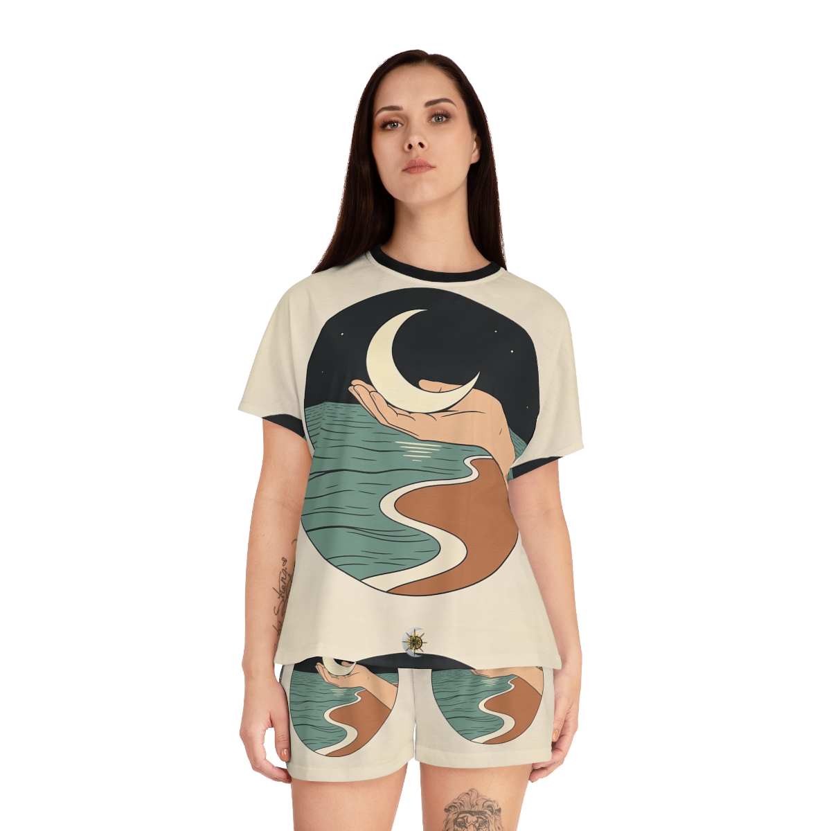 HD Moon in Hand Women’s Short Pajama Set — additional view