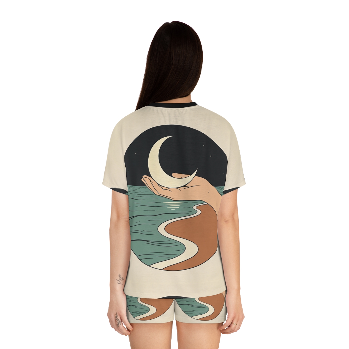 HD Moon in Hand Women’s Short Pajama Set — additional view