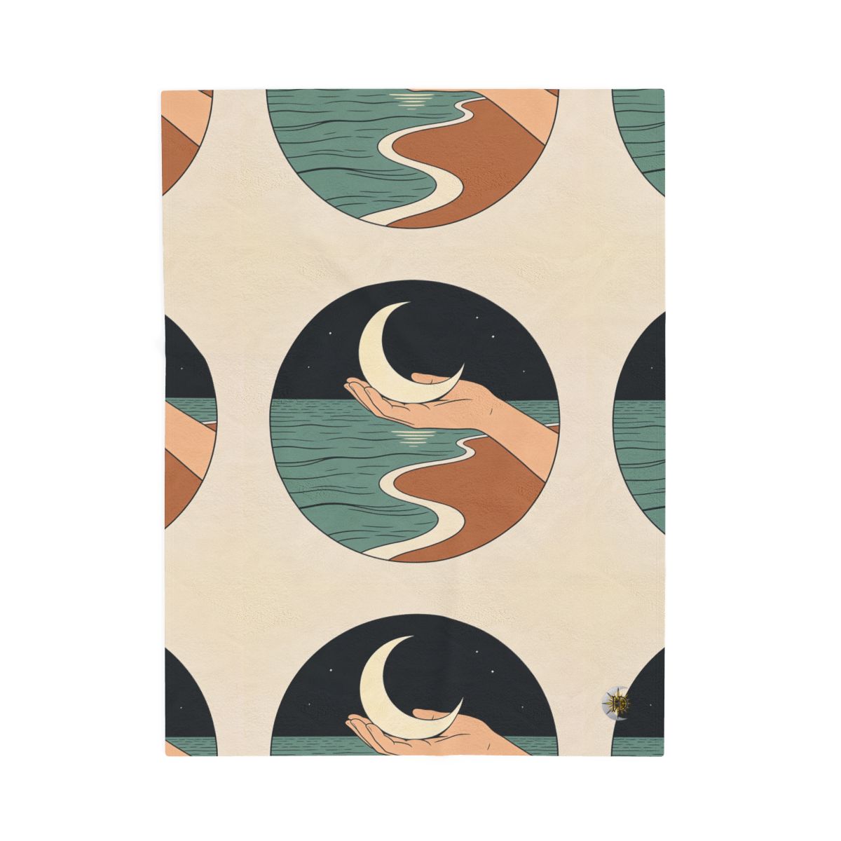 HD Moon in Hand Velveteen Plush Blanket