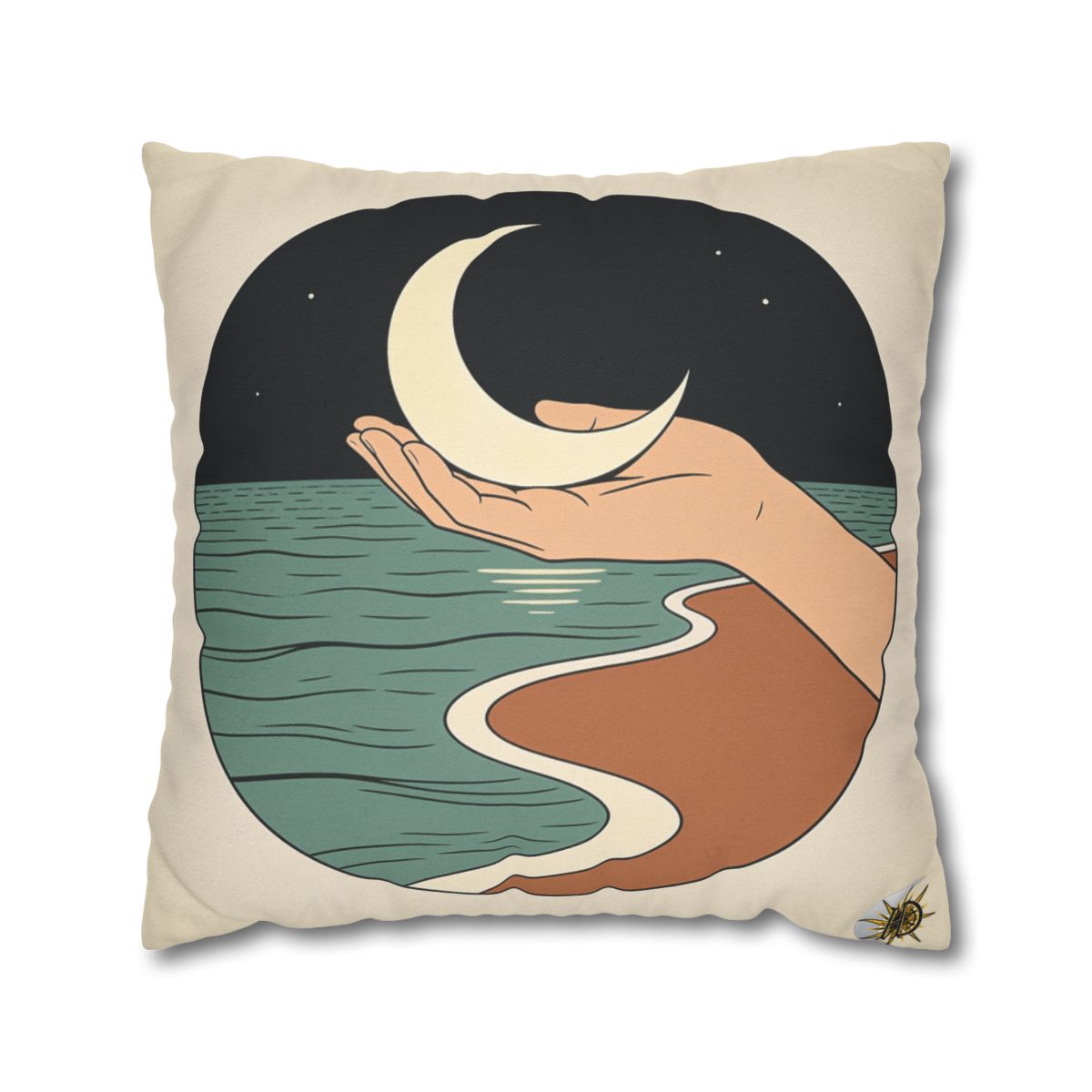 HD Moon in Hand Square Polyester Pillow Cover — additional view