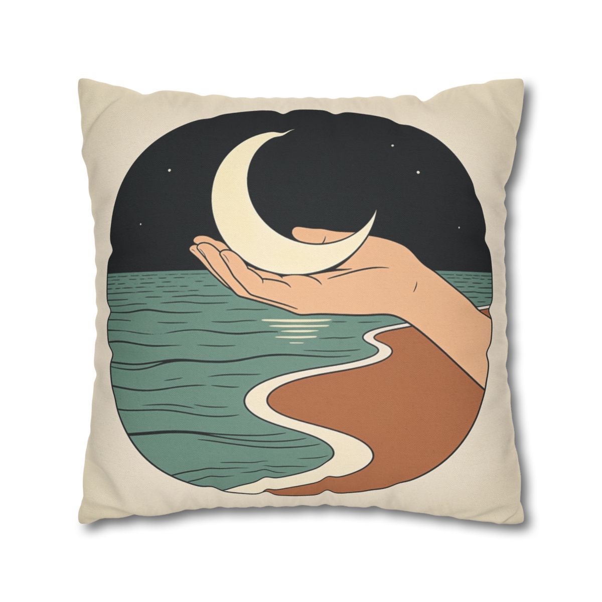 HD Moon in Hand Square Polyester Pillow Cover — additional view