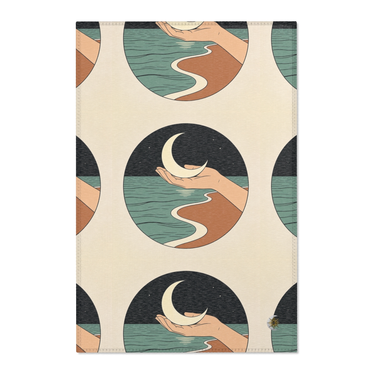 HD Moon in Hand Polyester Chenille Area Rug
