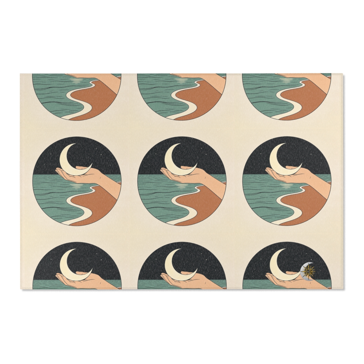 HD Moon in Hand Polyester Chenille Area Rug — additional view