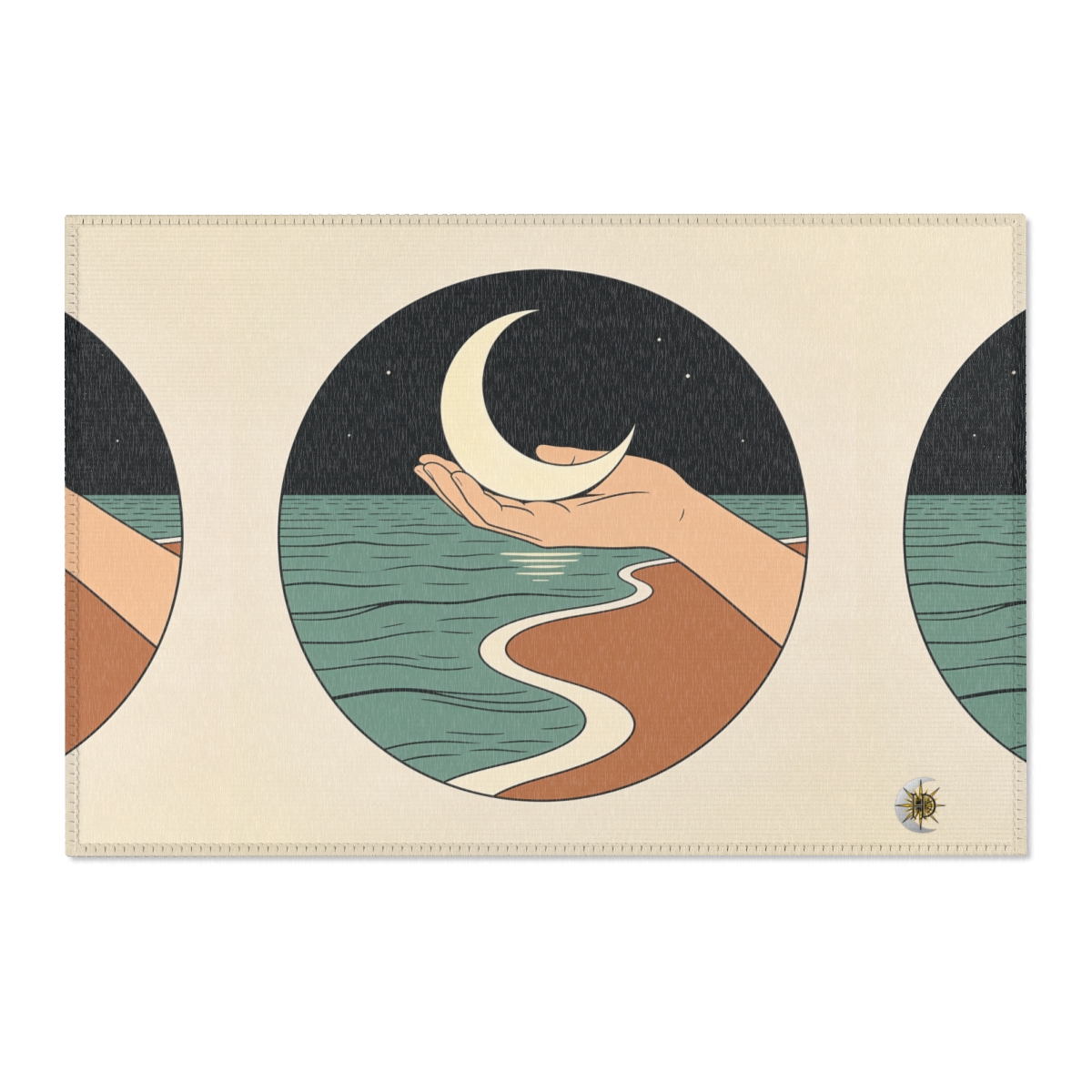 HD Moon in Hand Polyester Chenille Area Rug — additional view