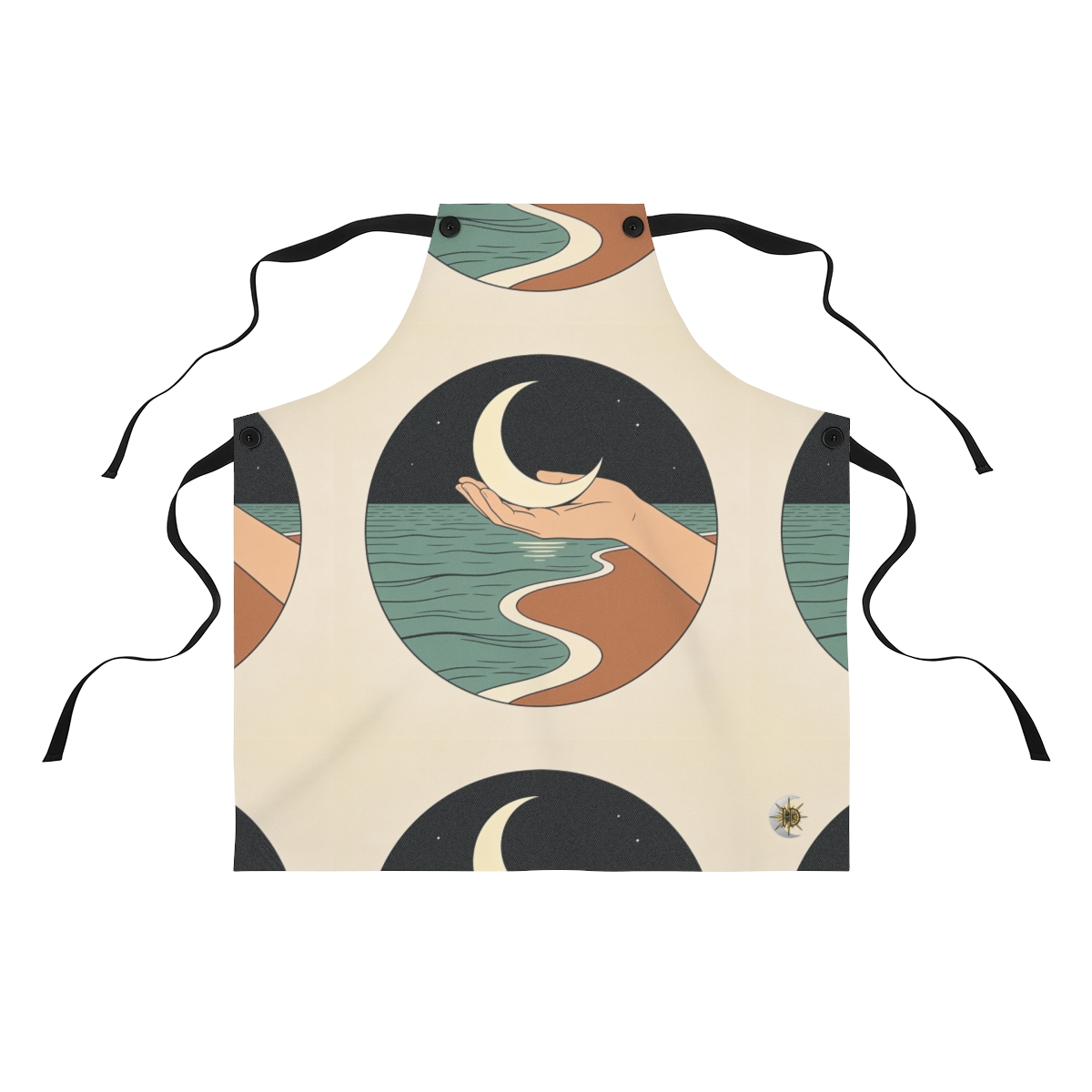 HD Moon in Hand Polyester Kitchen Apron