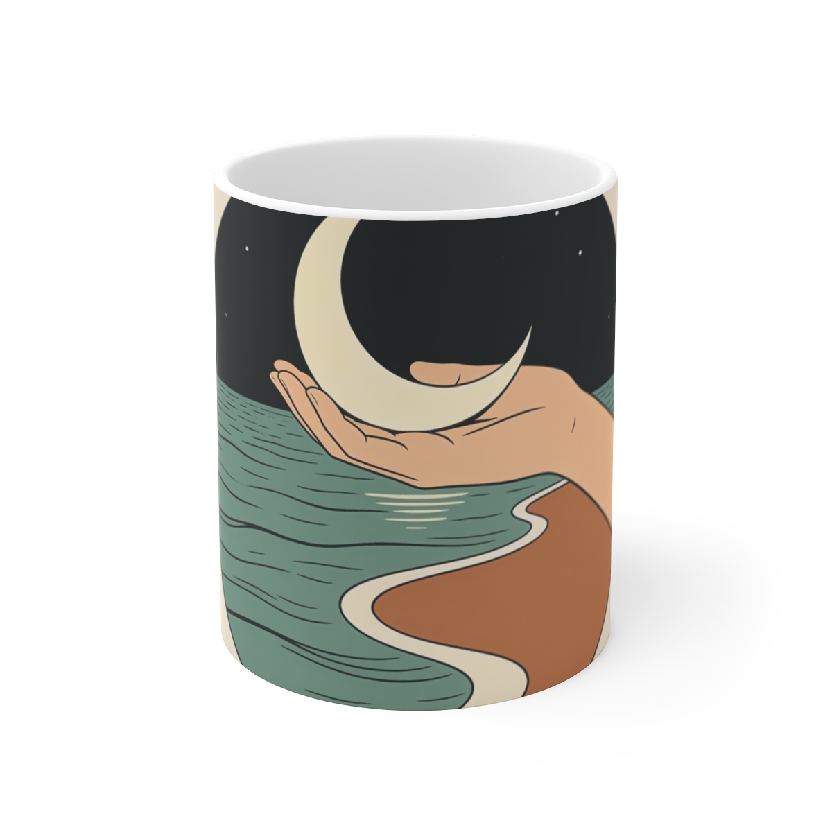 HD Moon in Hand Ceramic Mug 11oz
