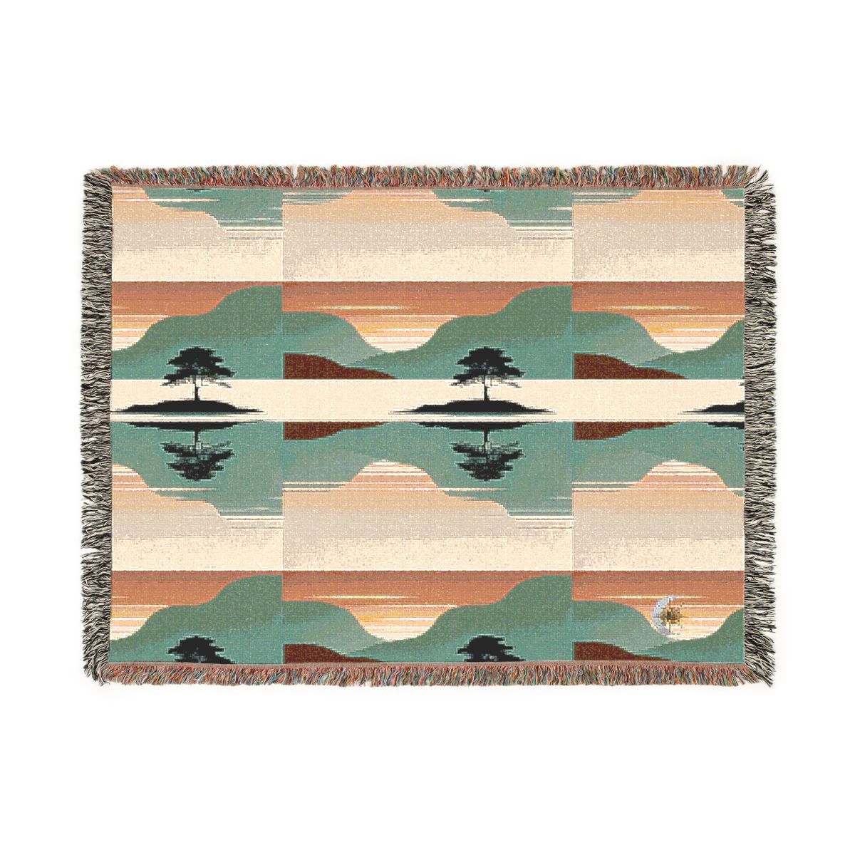 HD Quiet Lake Reflection 100% Cotton Woven Blanket — additional view