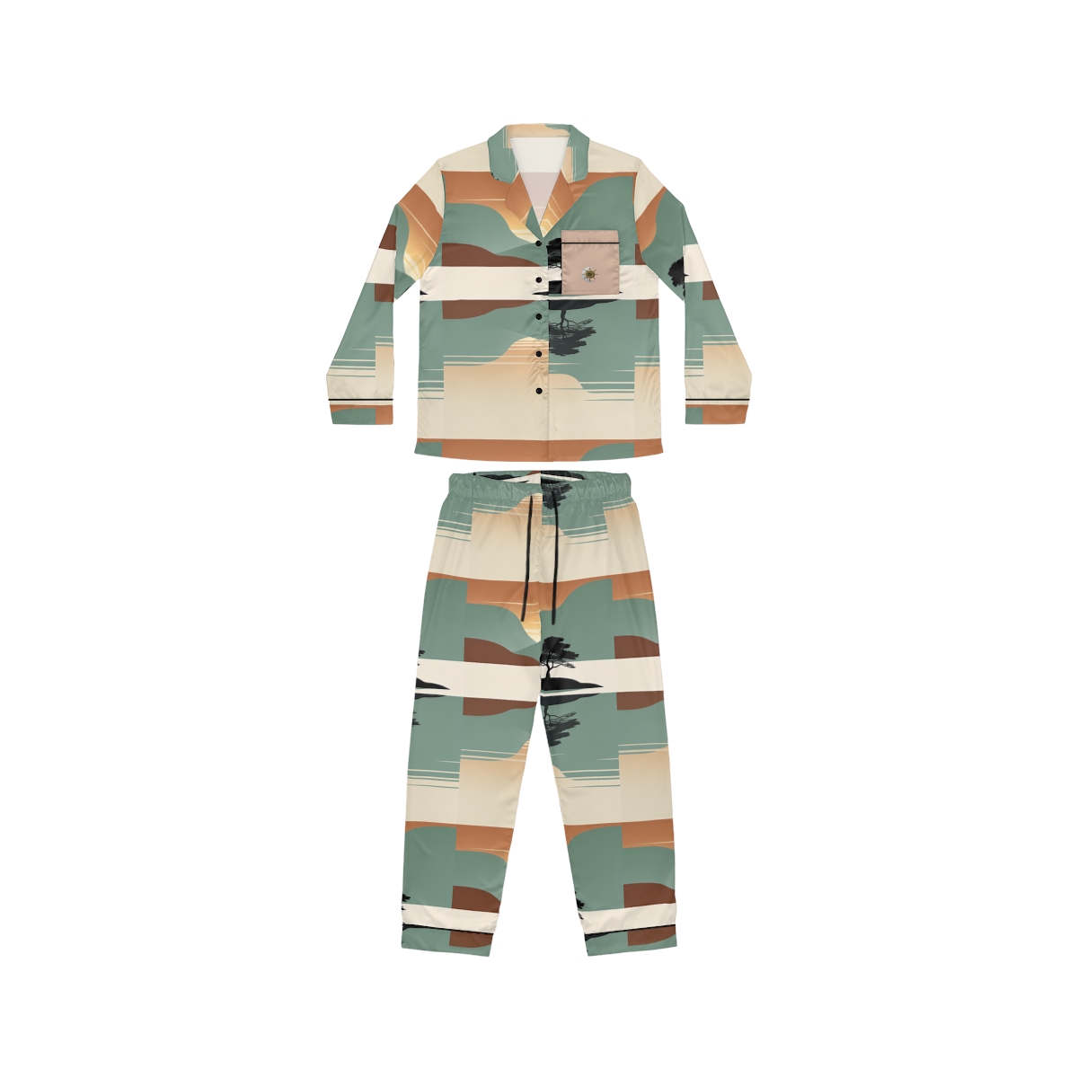 HD Quiet Lake Reflection Women’s Satin Pajama Set