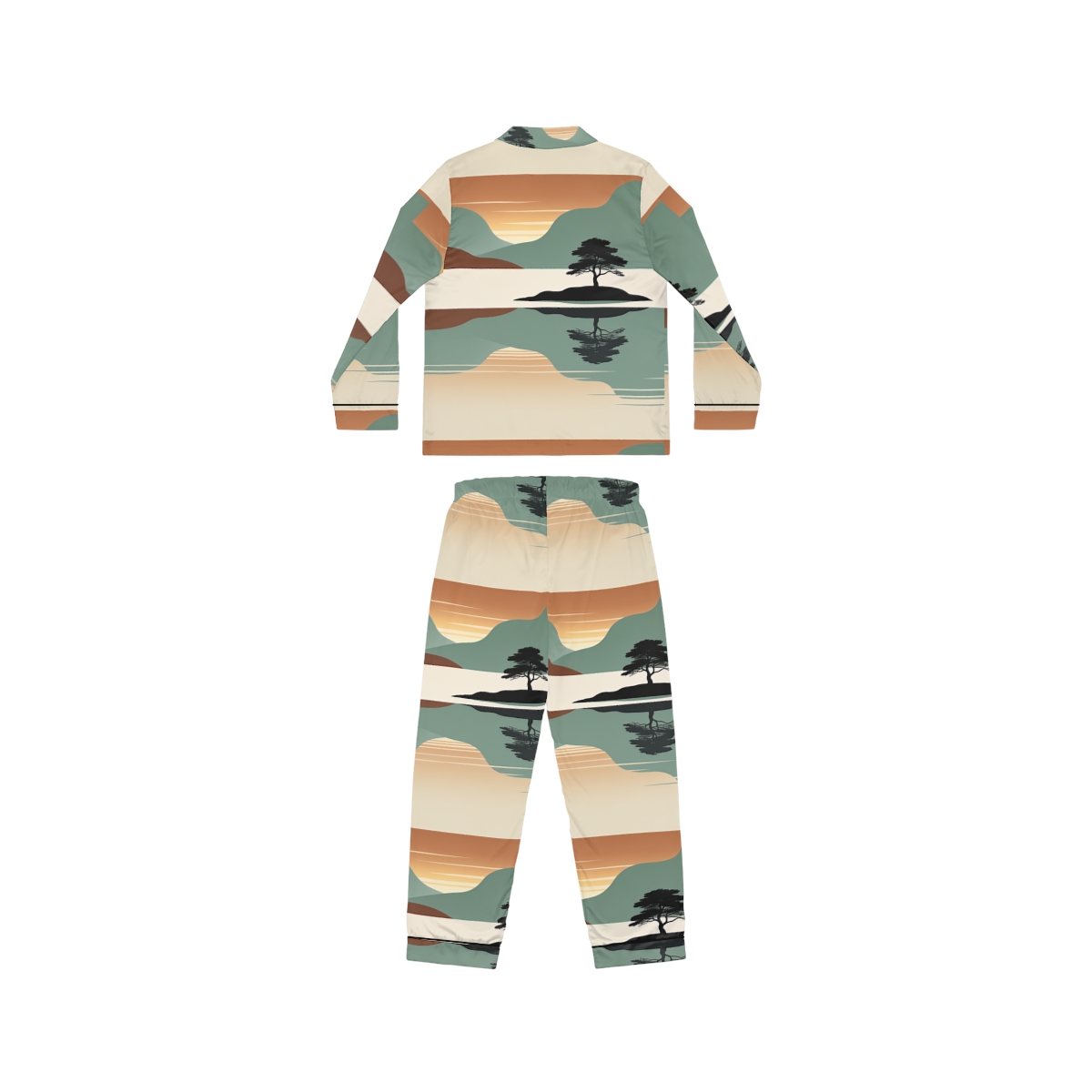 HD Quiet Lake Reflection Women’s Satin Pajama Set — additional view