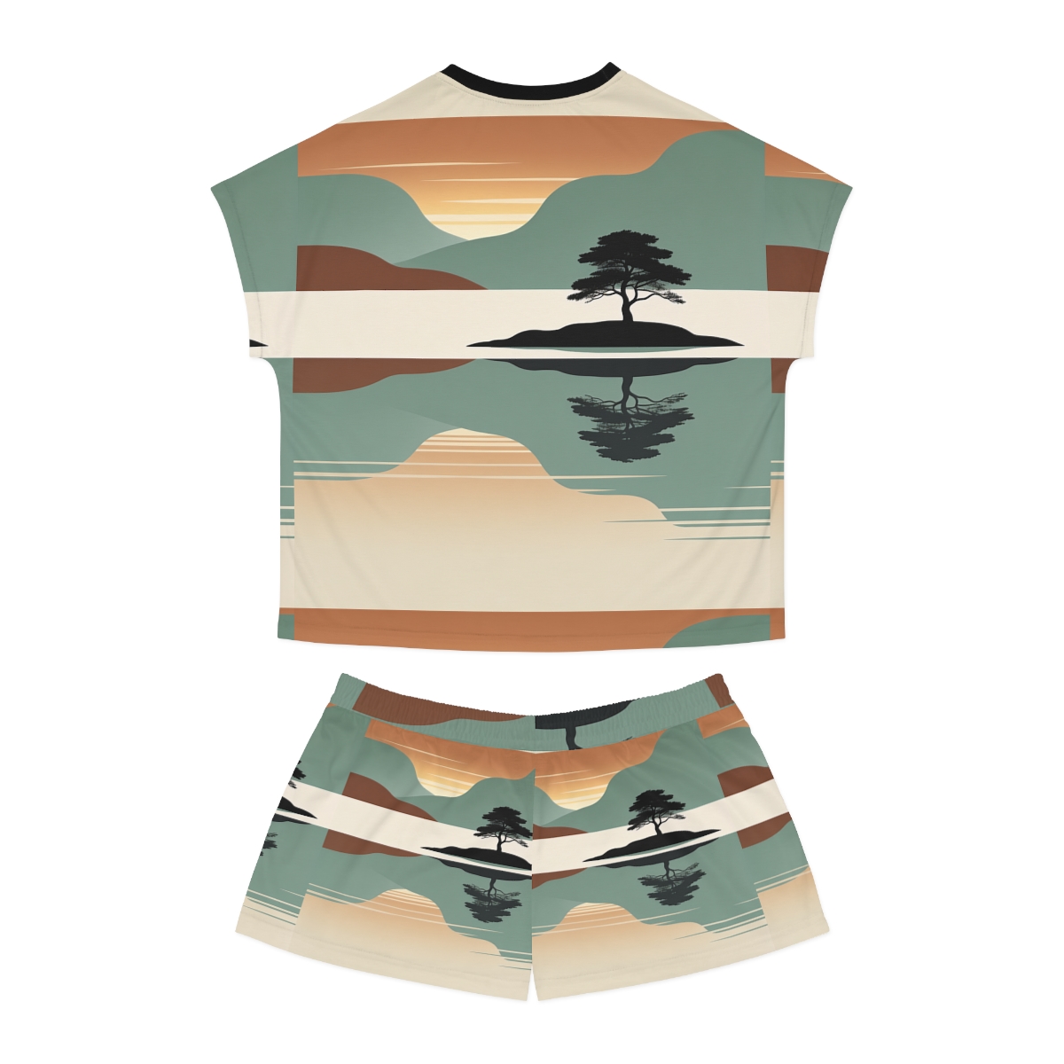 HD Quiet Lake Reflection Women’s Short Pajama Set — additional view