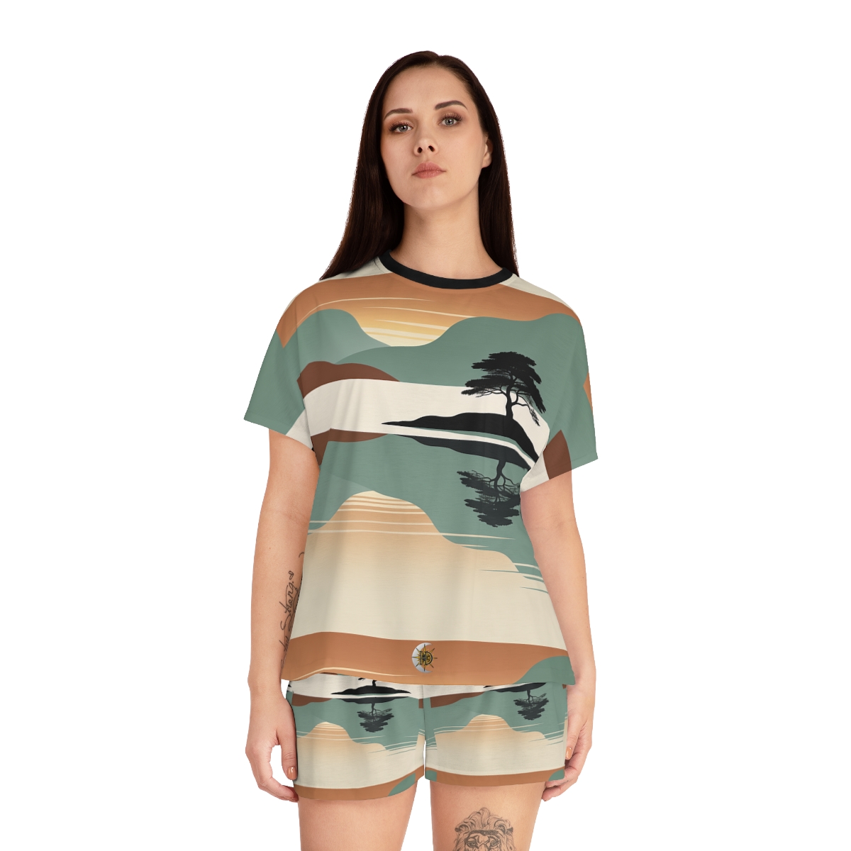 HD Quiet Lake Reflection Women’s Short Pajama Set — additional view