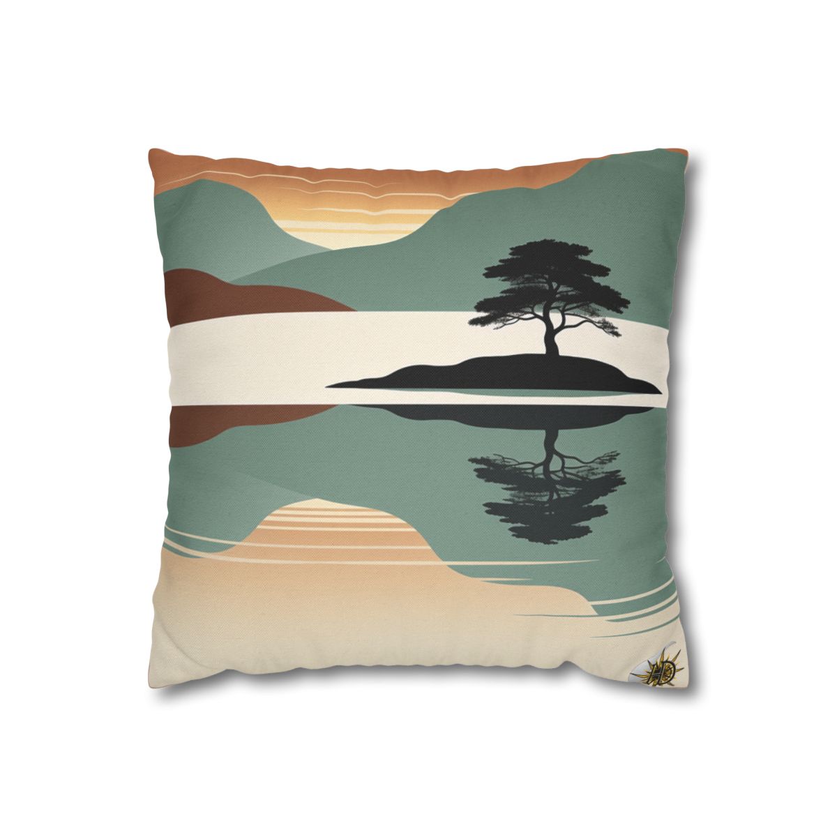 HD Quiet Lake Reflection Square Polyester Pillow Cover