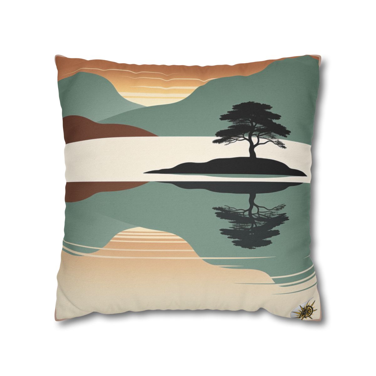 HD Quiet Lake Reflection Square Polyester Pillow Cover — additional view