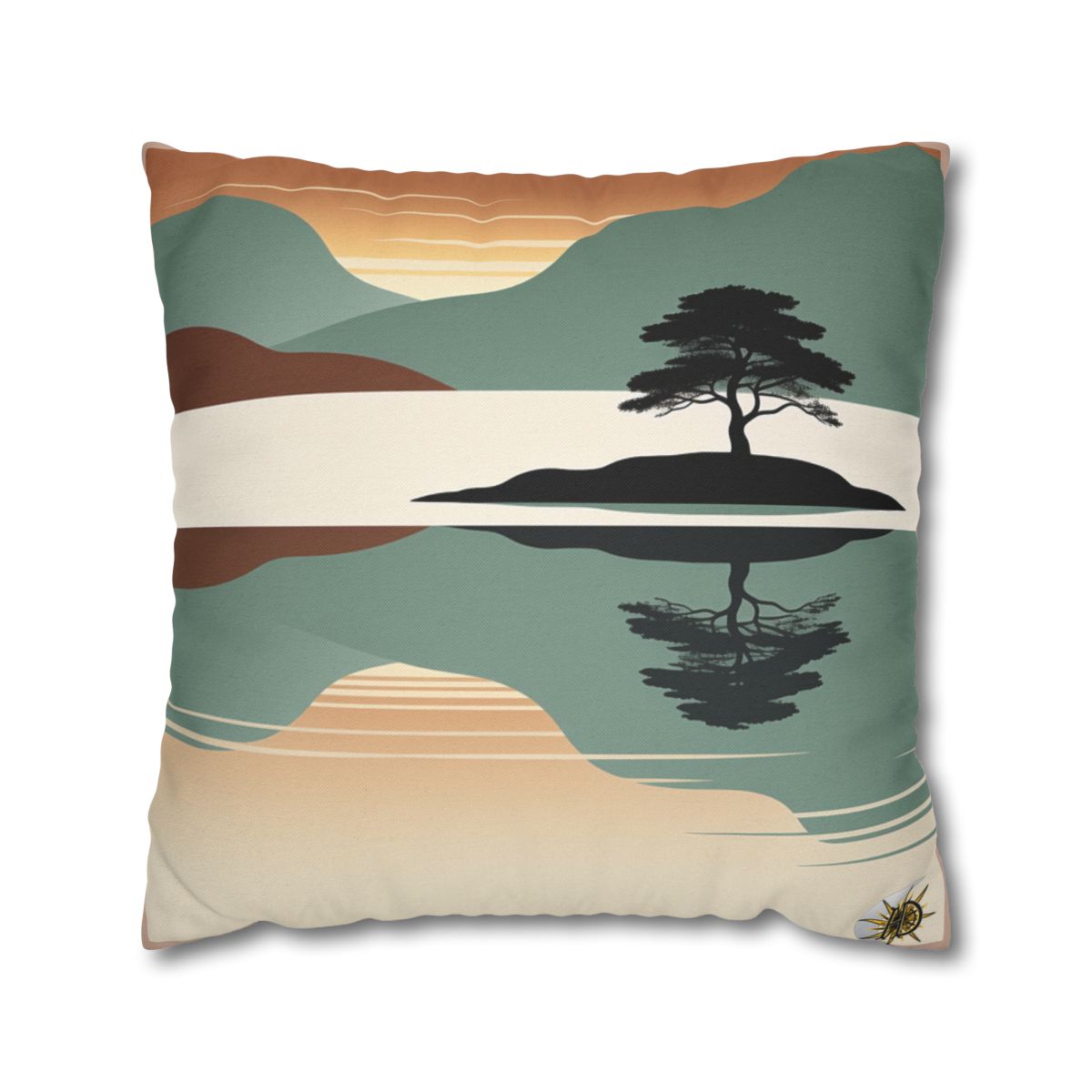 HD Quiet Lake Reflection Square Polyester Pillow Cover — additional view