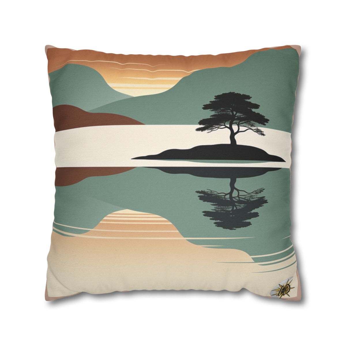 HD Quiet Lake Reflection Square Polyester Pillow Cover — additional view