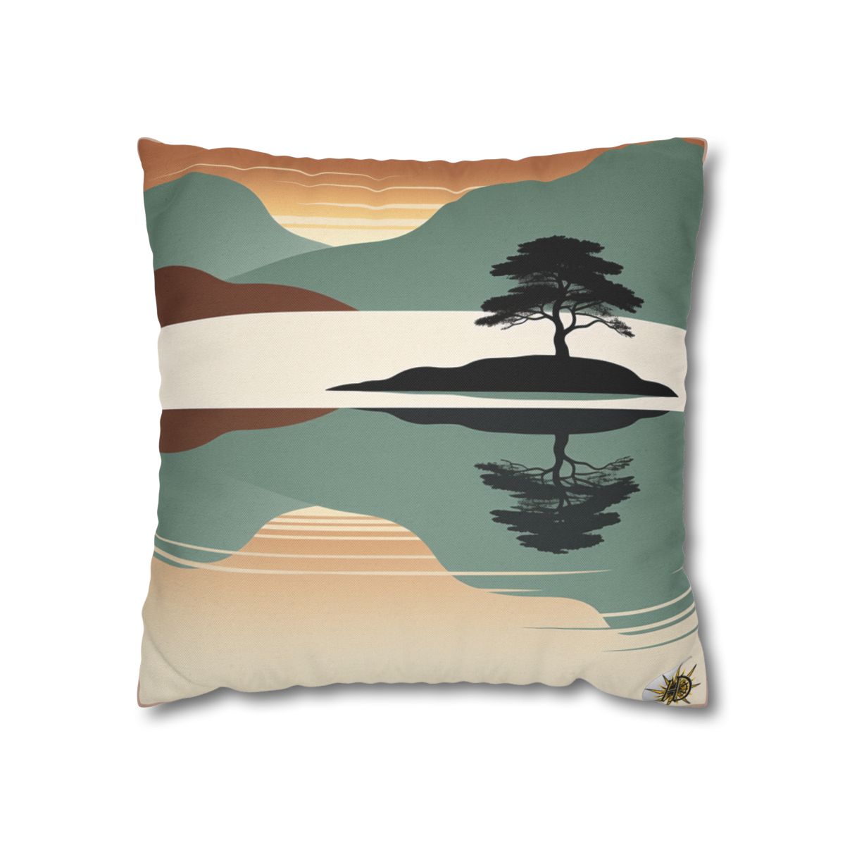 HD Quiet Lake Reflection Square Polyester Pillow Cover — additional view