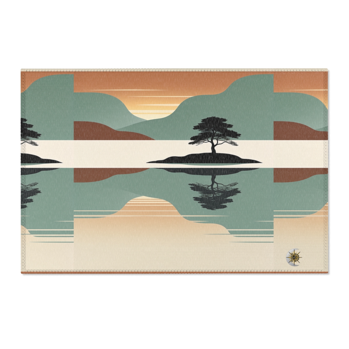 HD Quiet Lake Reflection Polyester Chenille Area Rug — additional view