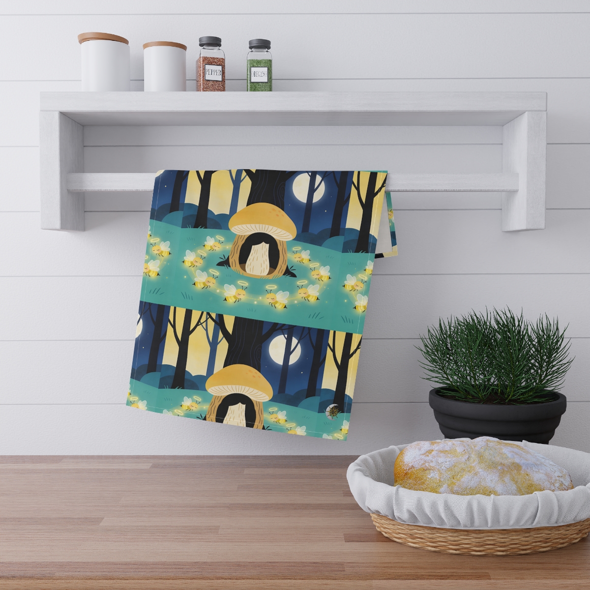 HD Moonlit Honey Circle 100% Cotton Twill Tea Towel