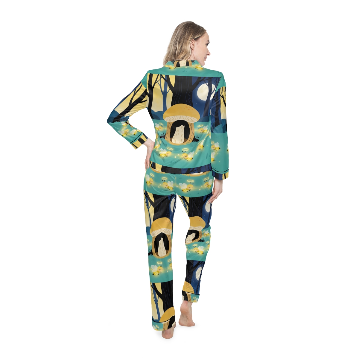 HD Moonlit Honey Circle Women’s Satin Pajama Set — additional view