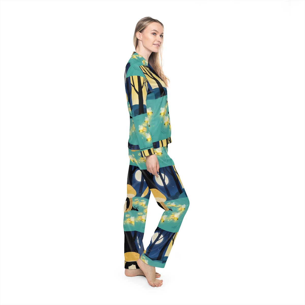HD Moonlit Honey Circle Women’s Satin Pajama Set — additional view