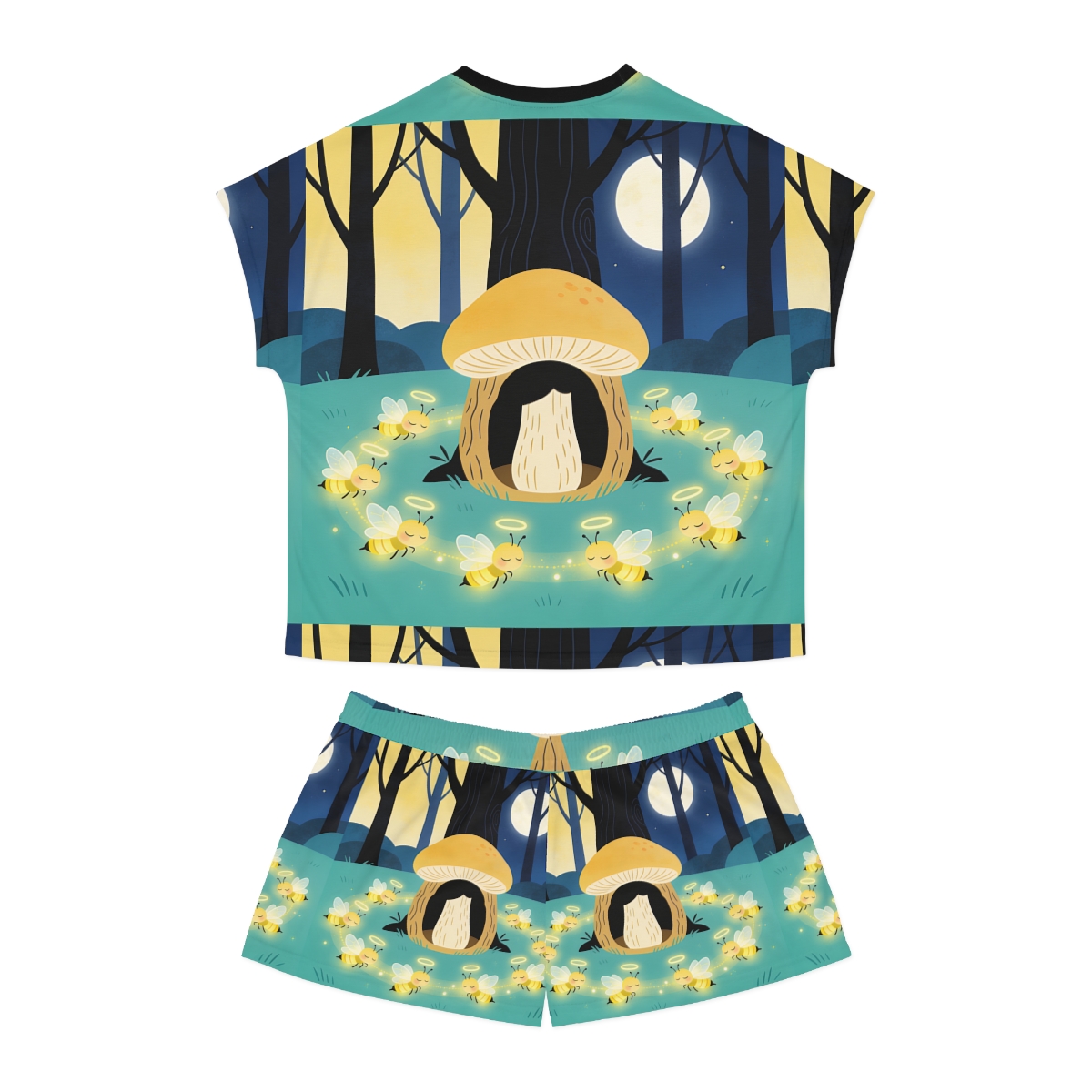 HD Moonlit Honey Circle Women’s Short Pajama Set — additional view