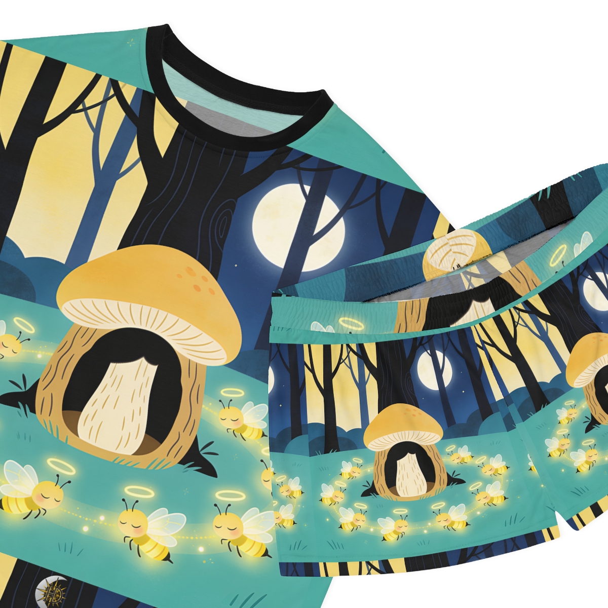 HD Moonlit Honey Circle Women’s Short Pajama Set — additional view