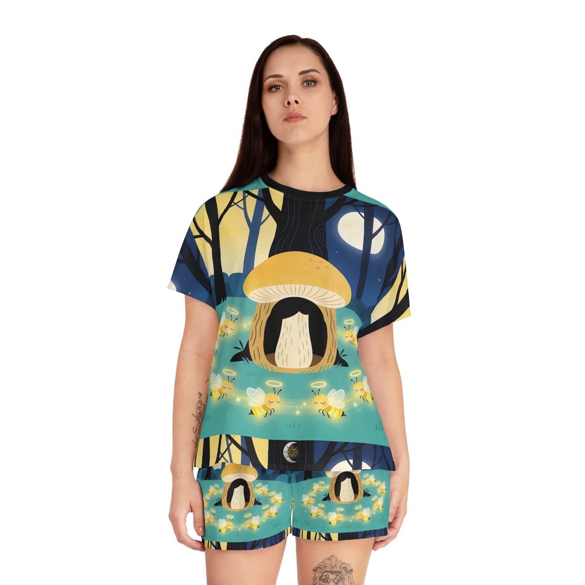 HD Moonlit Honey Circle Women’s Short Pajama Set — additional view