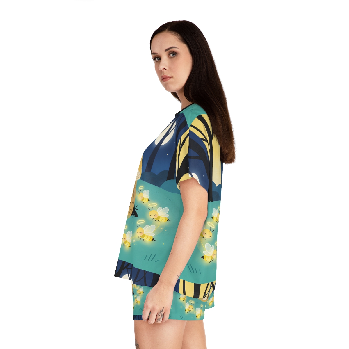 HD Moonlit Honey Circle Women’s Short Pajama Set — additional view