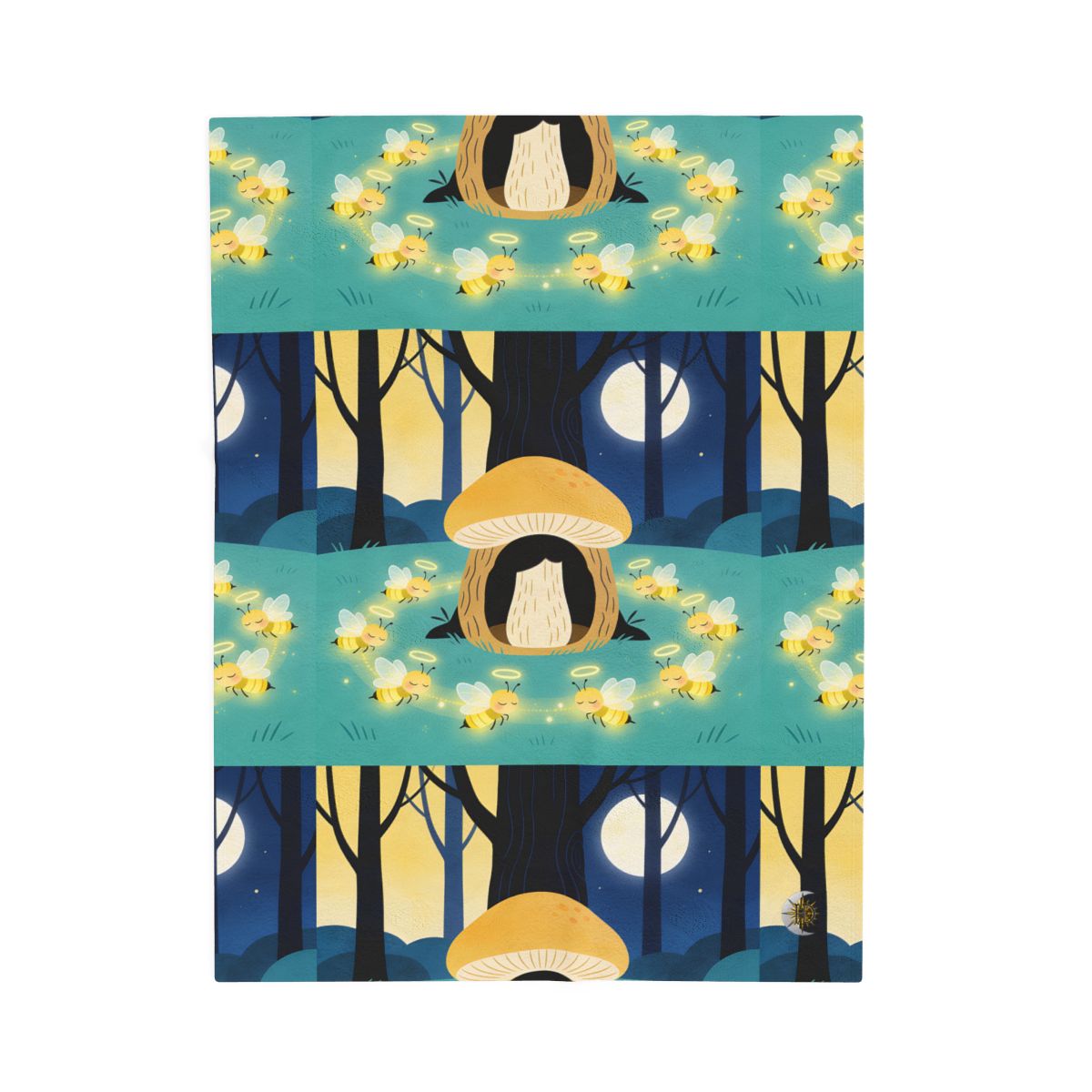 HD Moonlit Honey Circle Velveteen Plush Blanket