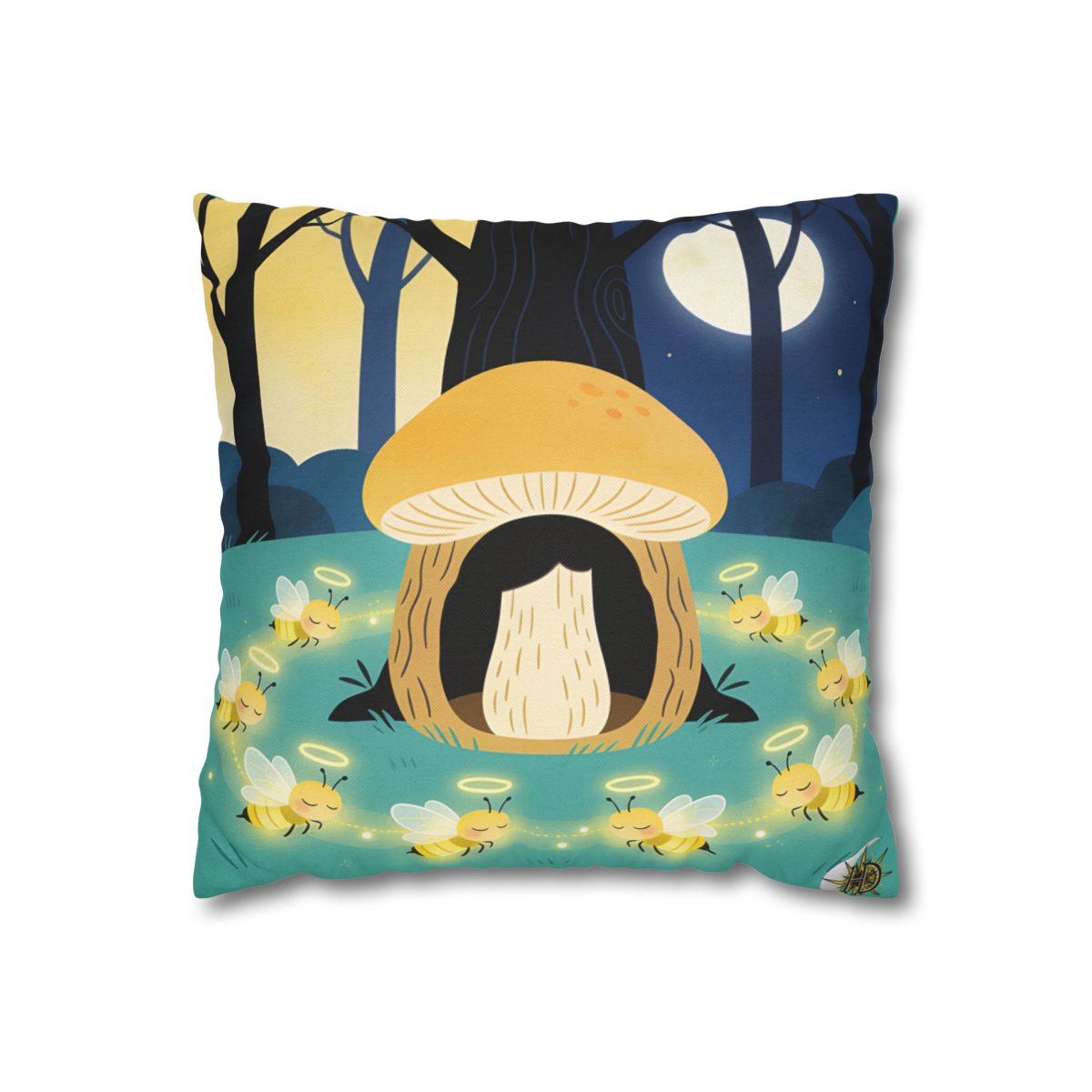 HD Moonlit Honey Circle Square Polyester Pillow Cover
