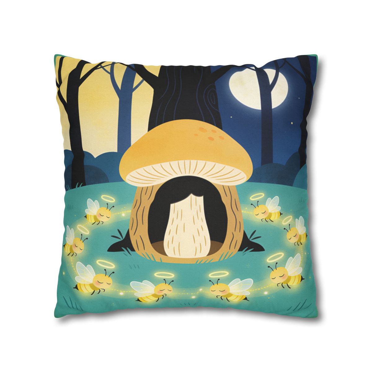 HD Moonlit Honey Circle Square Polyester Pillow Cover — additional view