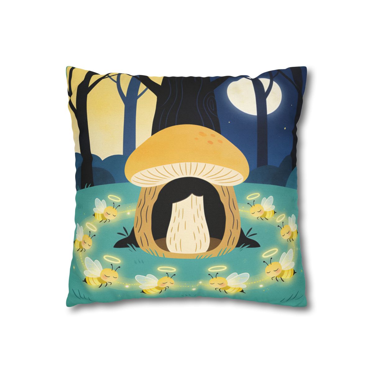HD Moonlit Honey Circle Square Polyester Pillow Cover — additional view