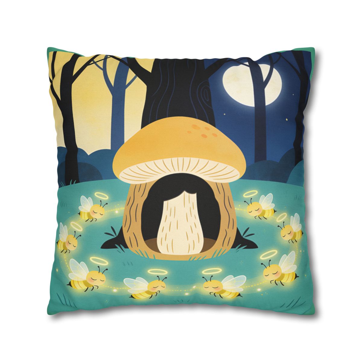 HD Moonlit Honey Circle Square Polyester Pillow Cover — additional view