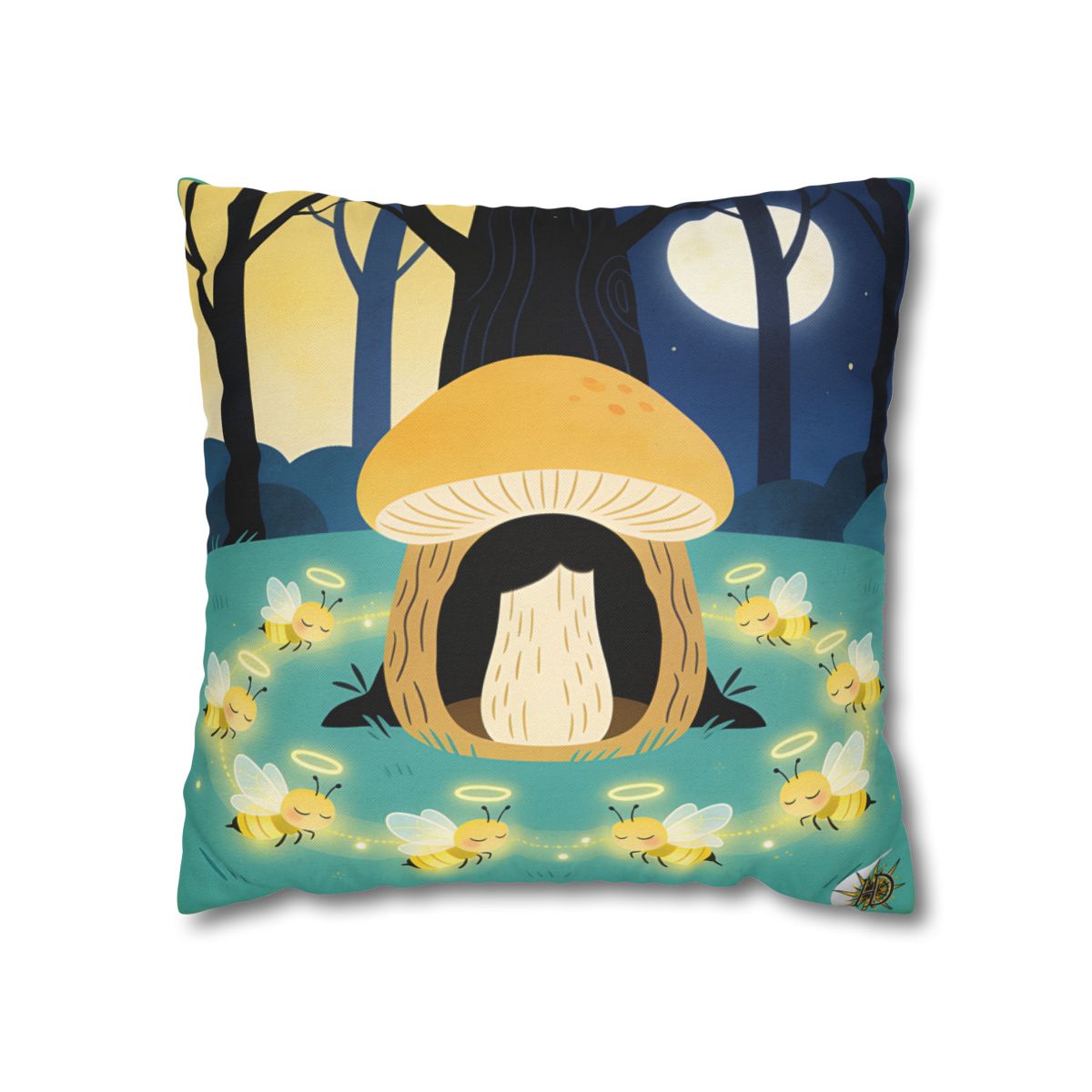HD Moonlit Honey Circle Square Polyester Pillow Cover — additional view