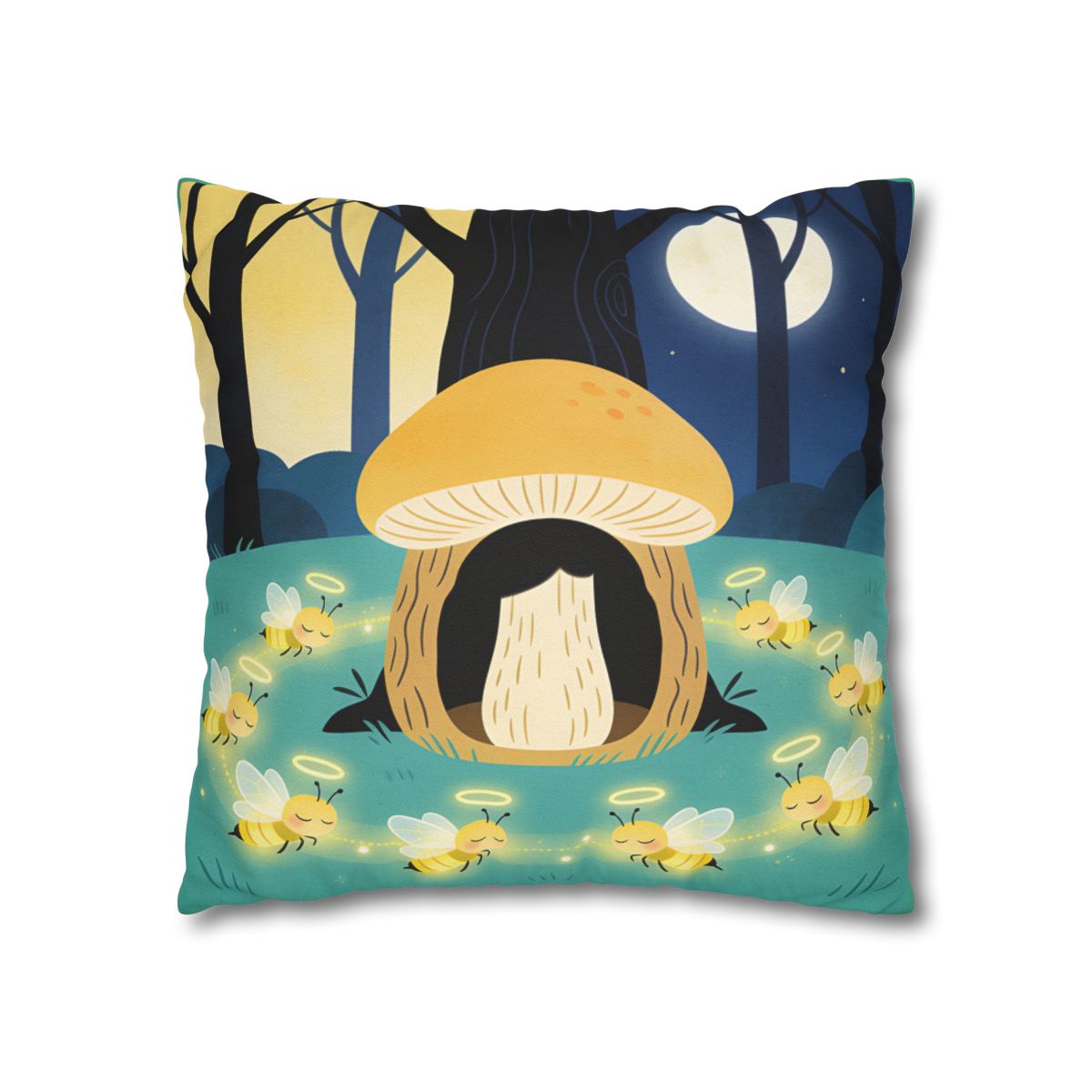 HD Moonlit Honey Circle Square Polyester Pillow Cover — additional view