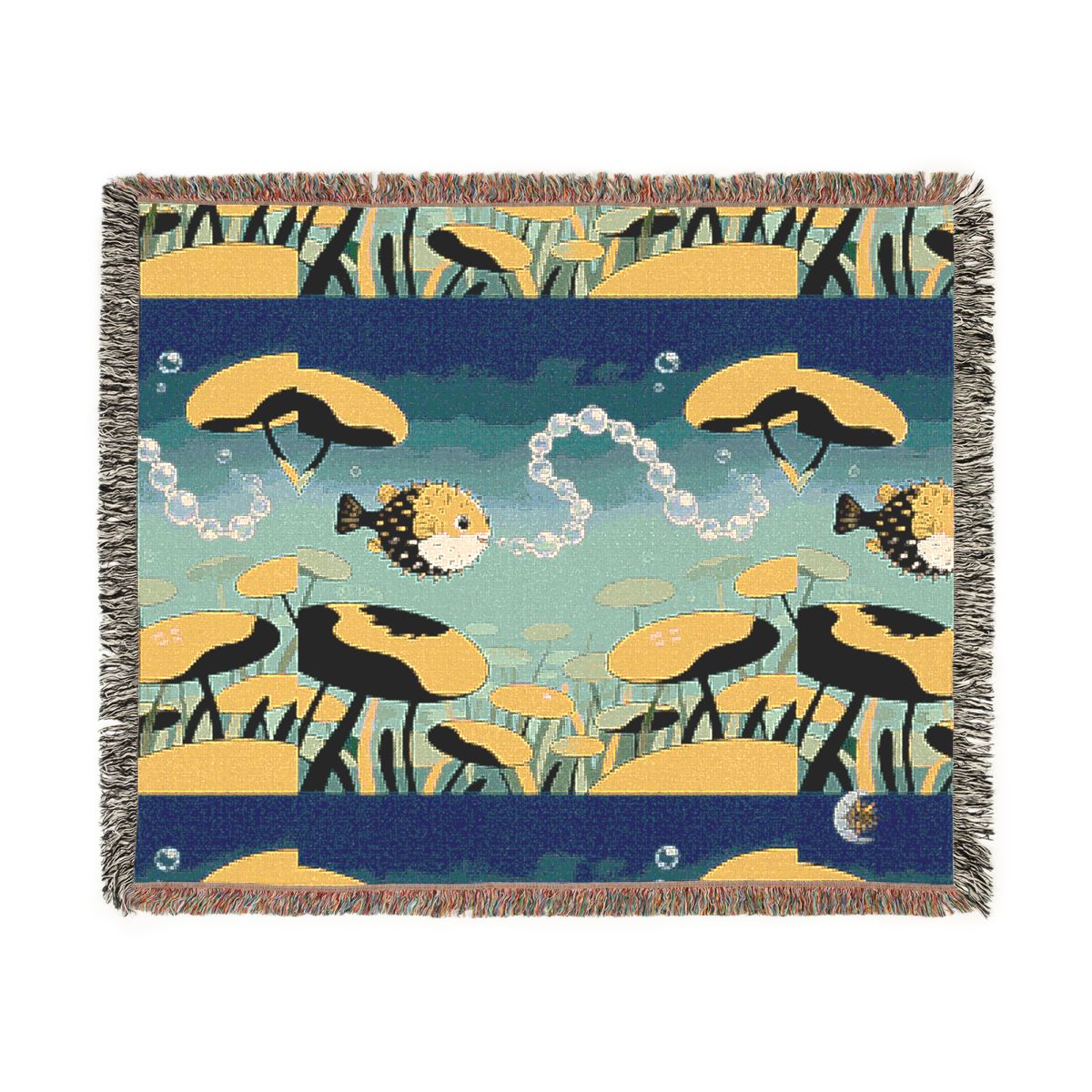 HD Bubblefin Meadow 100% Cotton Woven Blanket — additional view